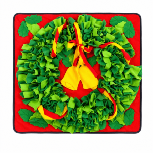 Christmas Wreath Dog Snuffle Mat – Green & Red