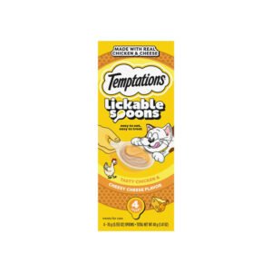 TEMPTATIONS Creamy Spoons Tasty Chicken & Cheesy Cheese Cat Treats 10g x 4