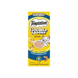 TEMPTATIONS Creamy Spoons Tasty Chicken & Savory Salmon Cat Treats 10g x 4
