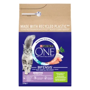 PURINA ONE Sensitive Turkey & Rice Dry Cat Food Pack: 2 x 2.8kg