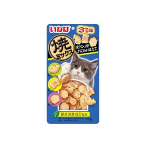 CIAO Tuna & Chicken Fillet With Dried Bonito, Chicken Soup, And Squid Flavor Soft Bits Mix Wet Cat Treats 25g