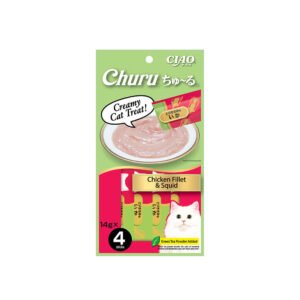 CIAO Churu Chicken Fillet and Squid Puree Cat Treats 4x14g