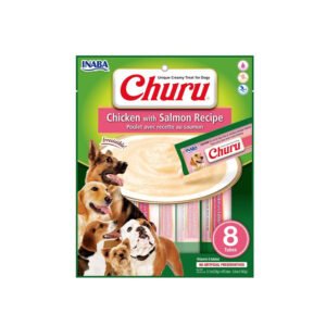 INABA Churu Chicken with Salmon Recipe Wet Dog Treats 8x20g