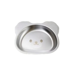Stainless Steel Cartoon Pet Meal Plate – Bear & Duck Shape